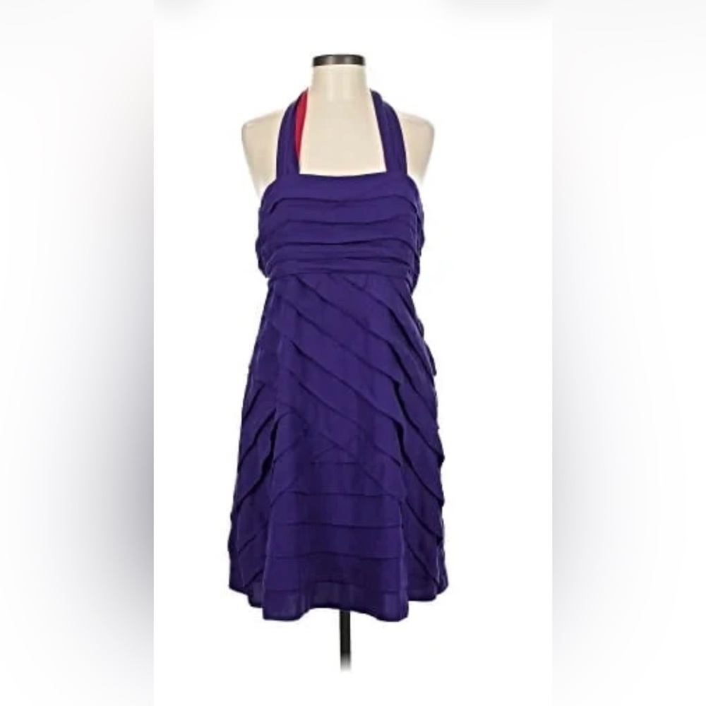 Alice + Olivia Purple Silk Halter Dress